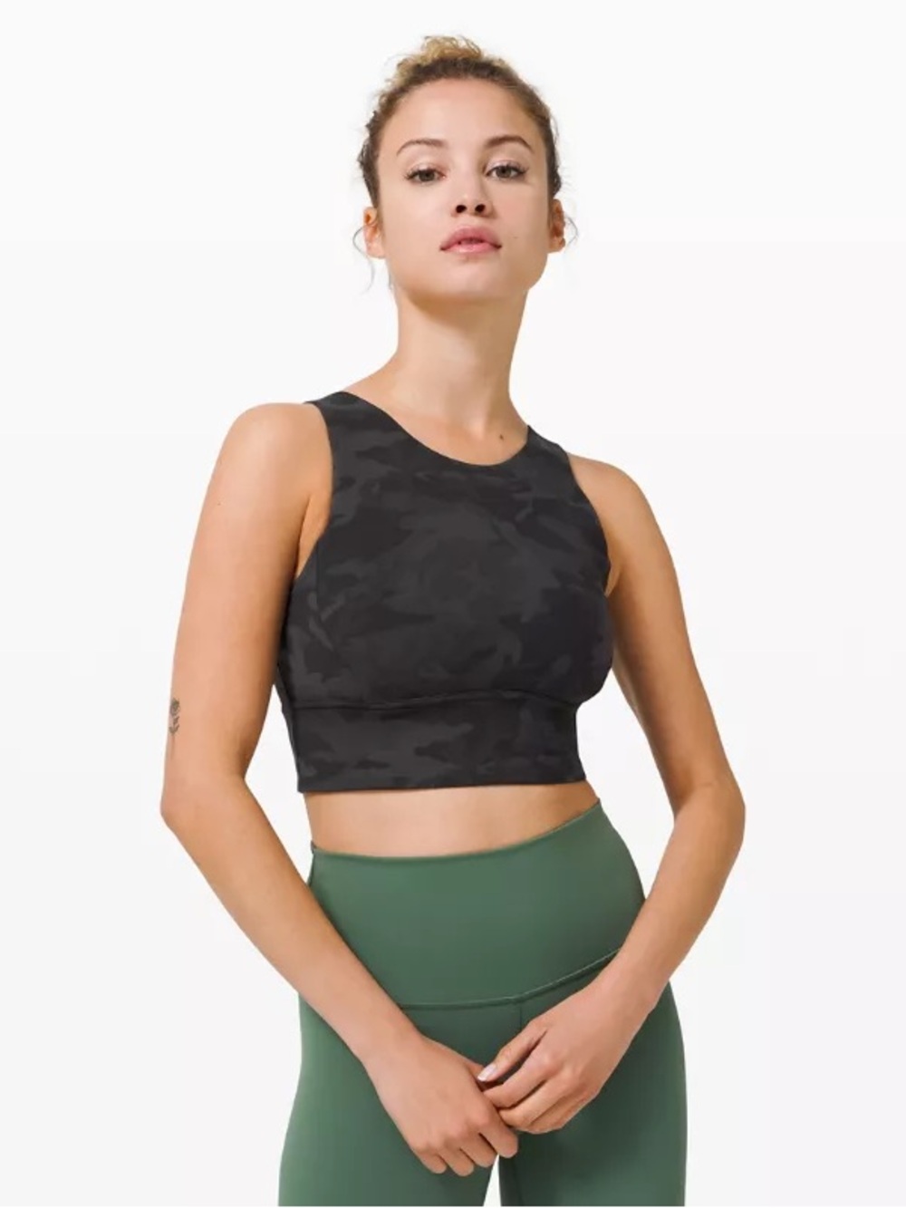 Lulu lemon Black Camo High-Neck Cropped Sports Bra